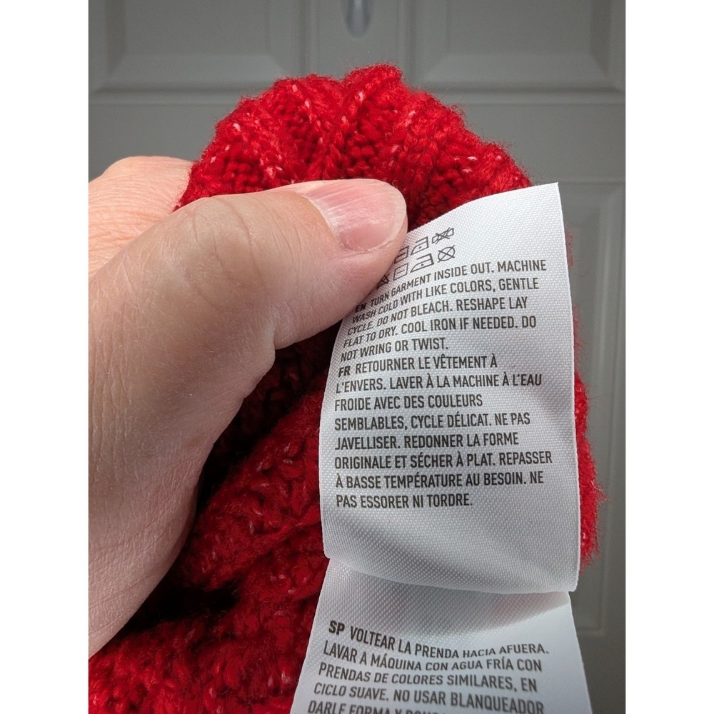 American Eagle Red Chunky Knit Soft Cozy Mock Neck Mixed Stitch Sweater Medium - Picture 10 of 10